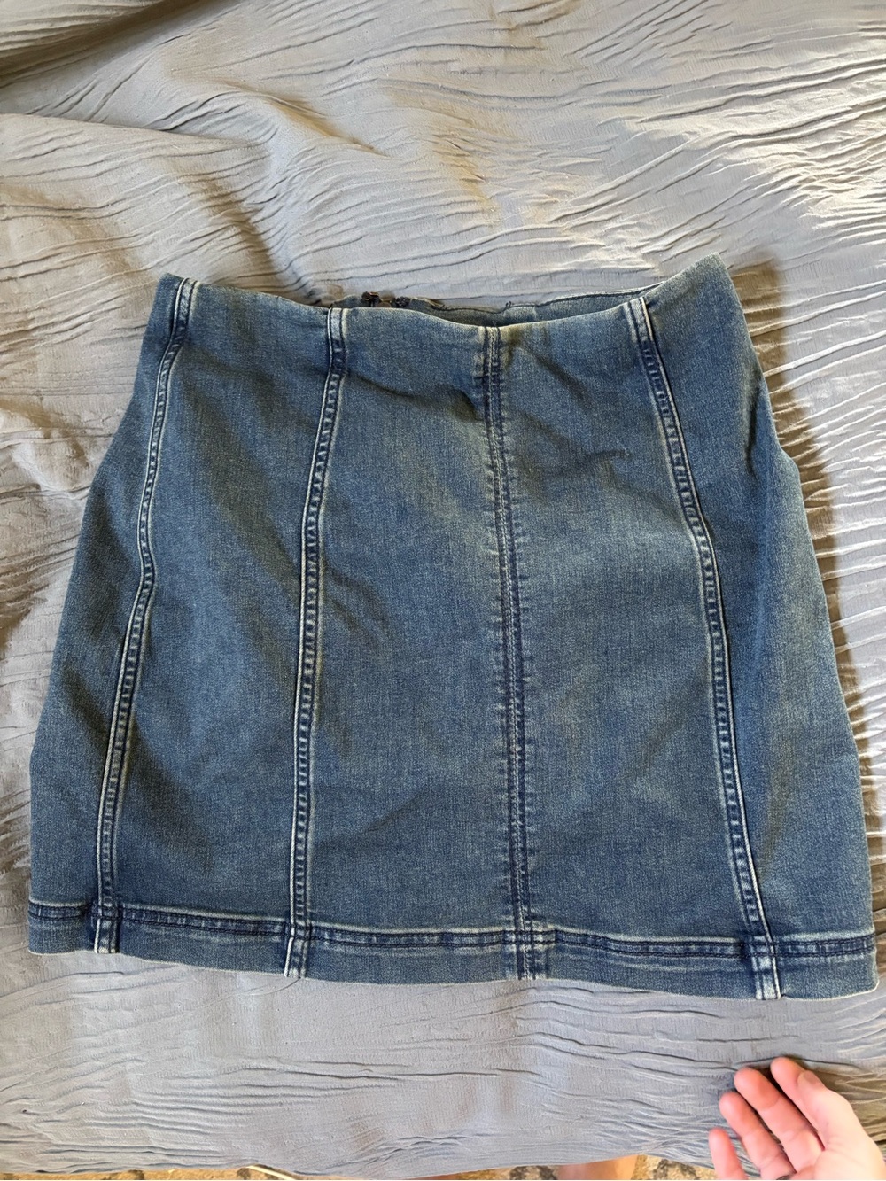 Free People Blue Paneled Denim Mini Skirt